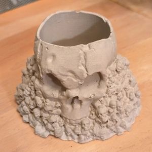 Handmade Cement Skull Pile Succulent Planter